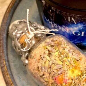 Moon 🌕 intention jar for peace and calm handmade with herbs and sterling charm